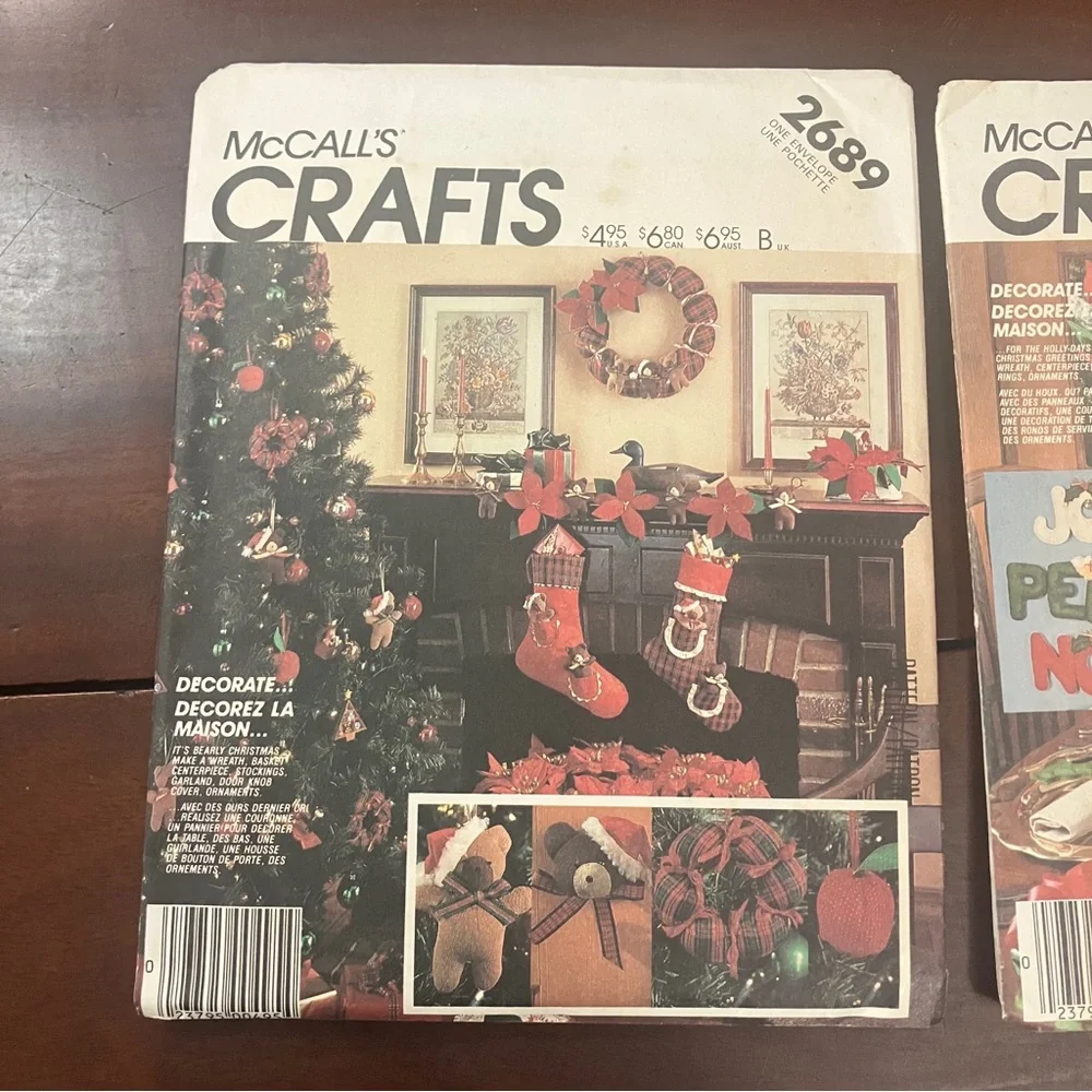 Lot of 3 1980s-90s Christmas Decor McCall’s Crafts Sewing Patterns 2690 2689 889